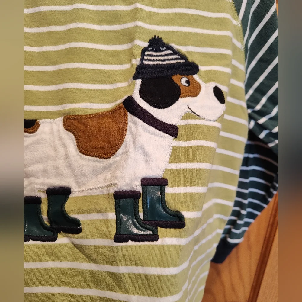 Gymboree 4T Green Striped Dog Shirt